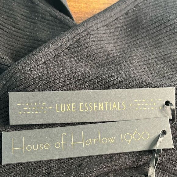 House of Harlow 1960 Ribbed Knit Wide Strap CutOut Midi Dress, Black. Large. NWT - Picture 10 of 13